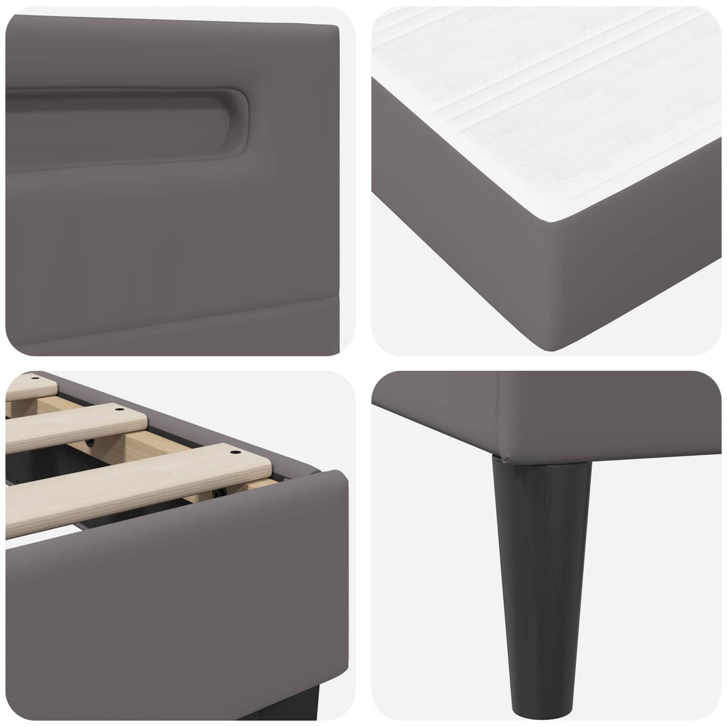 vidaXL Σκελετός κρεβατιού με στρώμα Γκρι 120 x 190 cm Τεχνητό Δέρμα