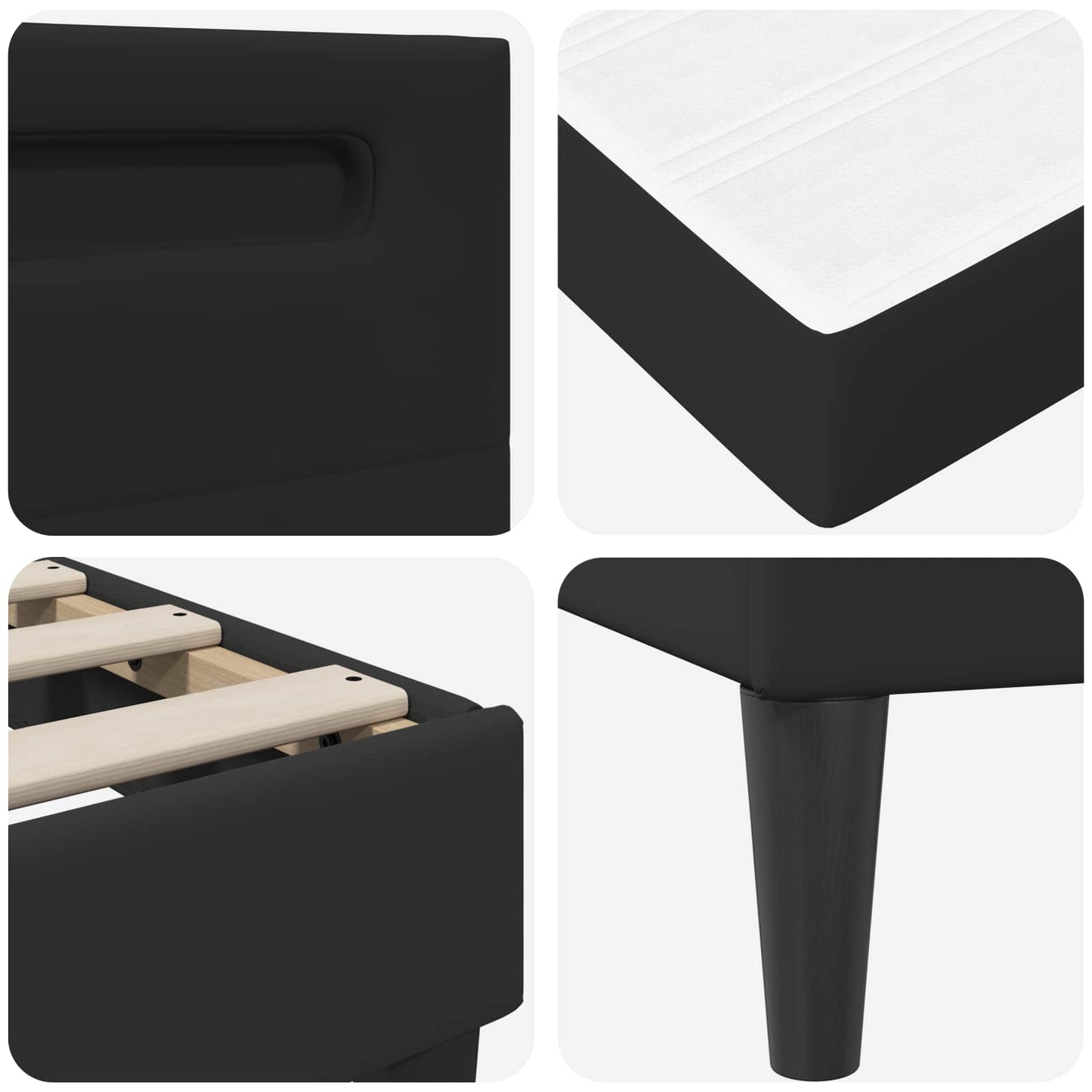 vidaXL Σκελετός Κρεβατιού με κεφαλάρι Μαύρο 120 x 190 cm Τεχνητό Δέρμα