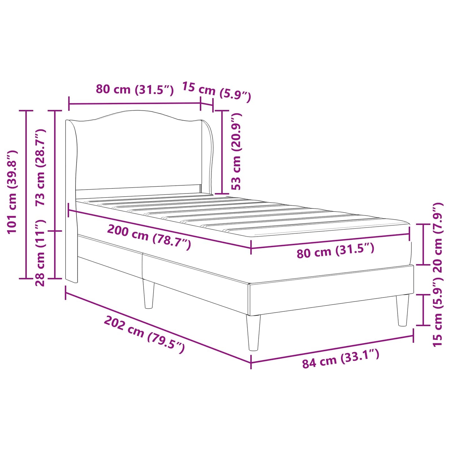 vidaXL Σκελετός Κρεβατιού με κεφαλάρι Μαύρο 80 x 200 cm Βελούδο