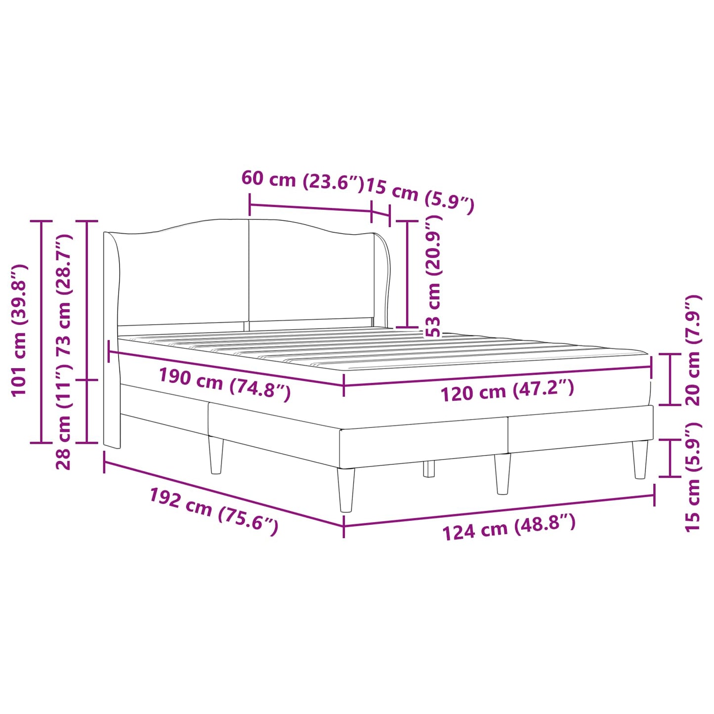 vidaXL Σκελετός κρεβατιού με στρώμα Μπλε 120 x 190 cm Βελούδο
