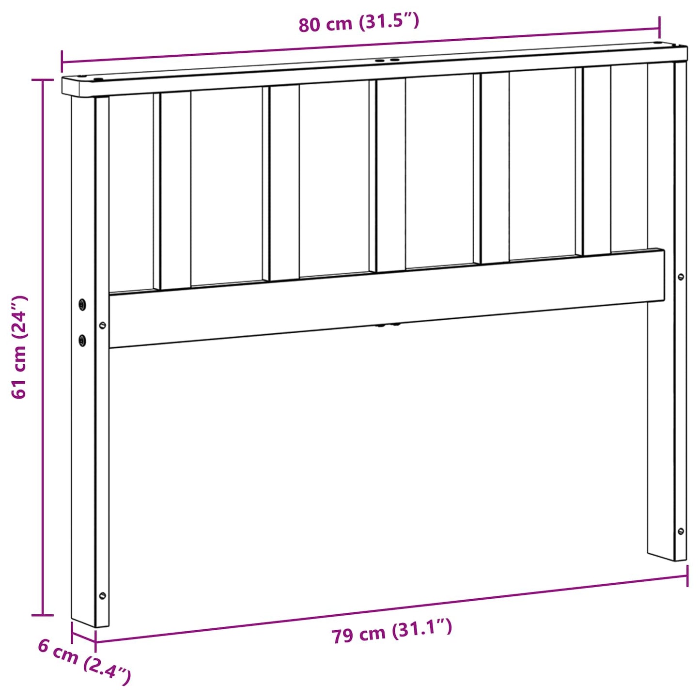 vidaXL Μ.Module Χεριών 2 τμχ. Λευκό 80 x 6 x 61 εκ Στερεό Ξύλο Ακακίας