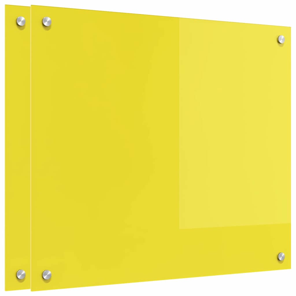 vidaXL Πίσω Πάνελ Κουζίνας 2 pcs Κίτρινο 70 x 60 cm σκληρυμένο γυαλί