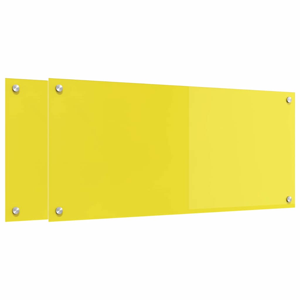 vidaXL Πίσω Πάνελ Κουζίνας 2 pcs Κίτρινο 90 x 40 cm σκληρυμένο γυαλί
