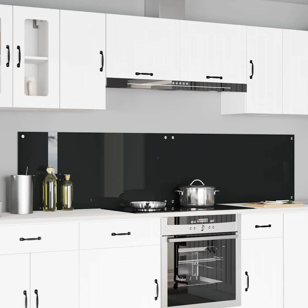 vidaXL Πίσω Πάνελ Κουζίνας 2 pcs Μαύρο 110 x 50 cm σκληρυμένο γυαλί