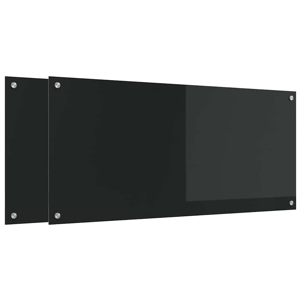 vidaXL Πίσω Πάνελ Κουζίνας 2 pcs Μαύρο 110 x 50 cm σκληρυμένο γυαλί