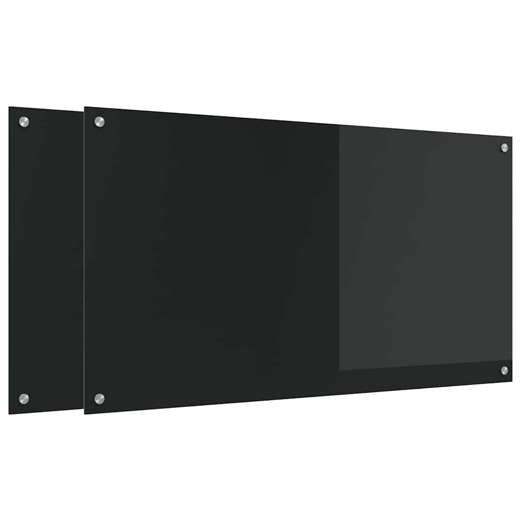 vidaXL Πίσω Πάνελ Κουζίνας 2 pcs Μαύρο 110 x 60 cm σκληρυμένο γυαλί