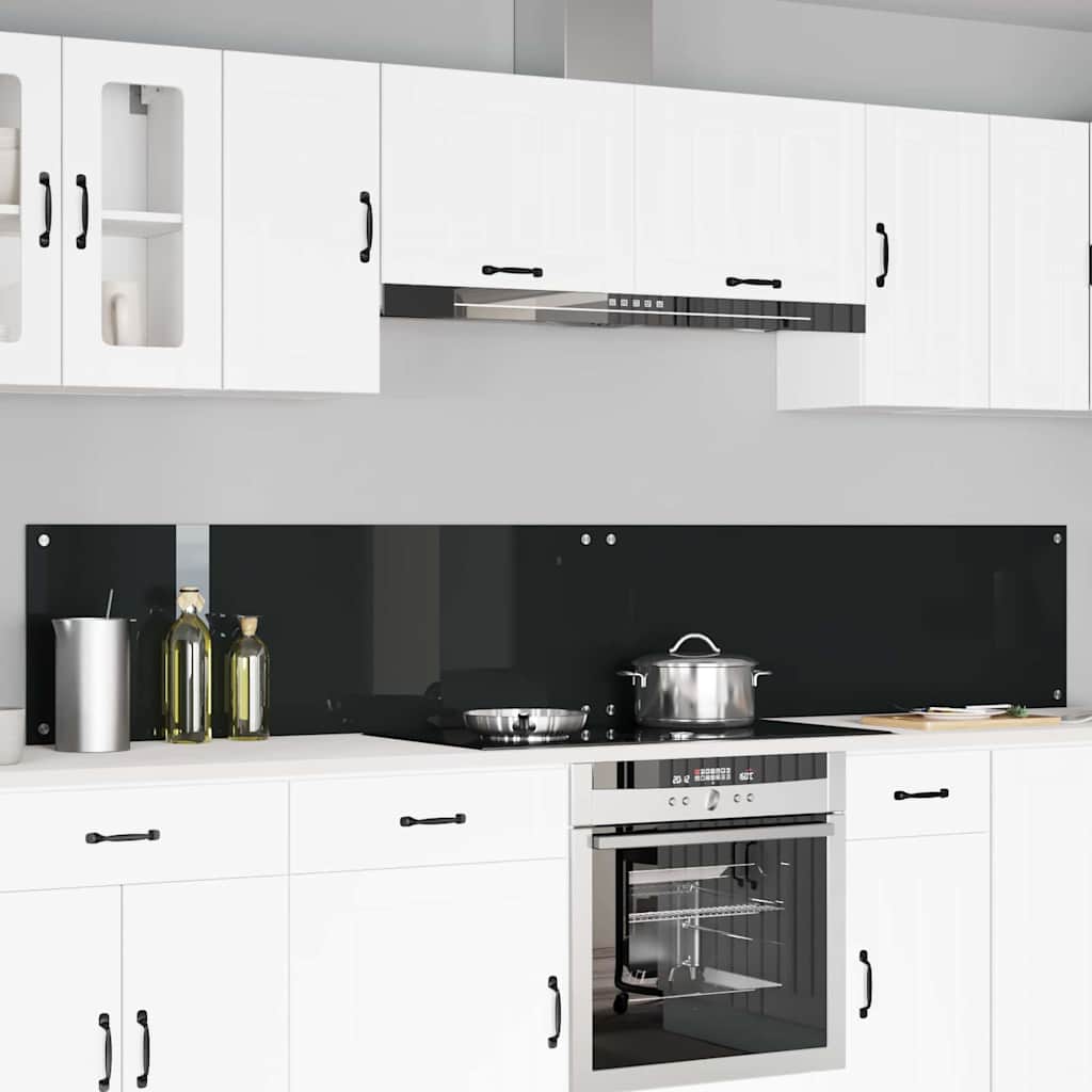 vidaXL Πίσω Πάνελ Κουζίνας 2 pcs Μαύρο 120 x 40 cm σκληρυμένο γυαλί