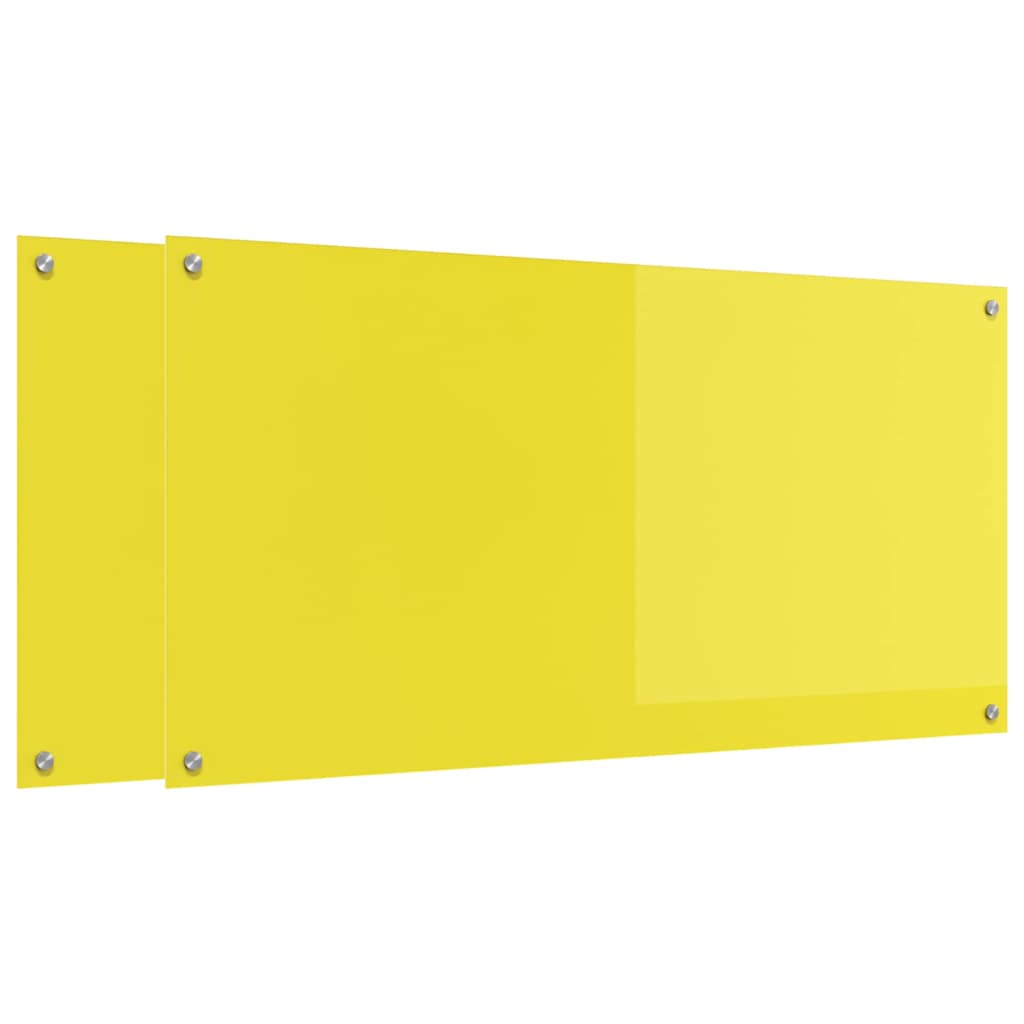 vidaXL Πίσω Πάνελ Κουζίνας 2 pcs Κίτρινο 120 x 60 cm σκληρυμένο γυαλί