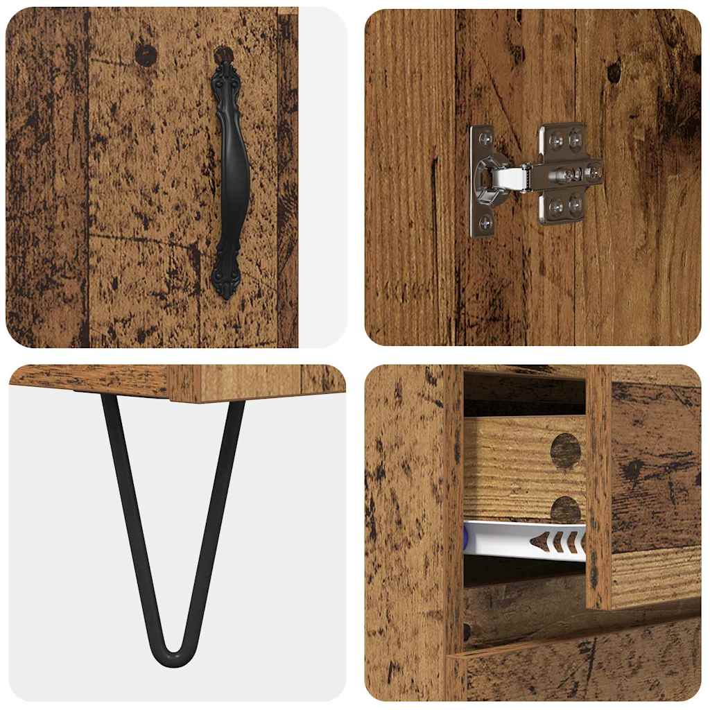 vidaXL Highboard με συρτάρι 2 pcs Παλιό ξύλο Επεξεργασμένο ξύλο