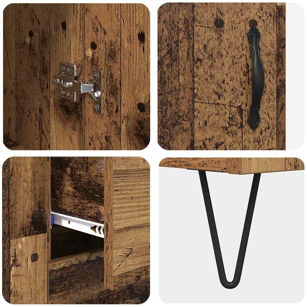 vidaXL Highboard με συρτάρι 2 pcs Παλιό ξύλο Επεξεργασμένο ξύλο