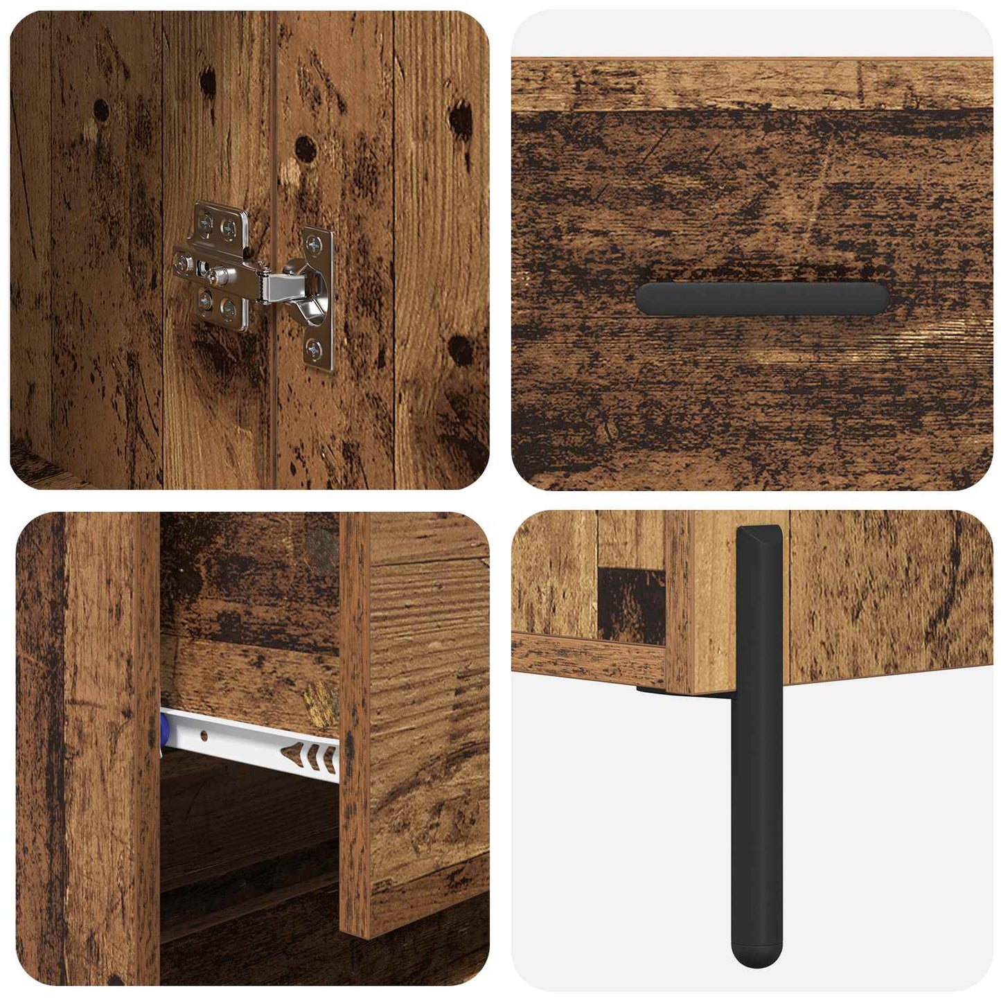 vidaXL Highboard 2 τμχ. Παλιό Ξύλο 69,5 x 34 x 180 εκ.
