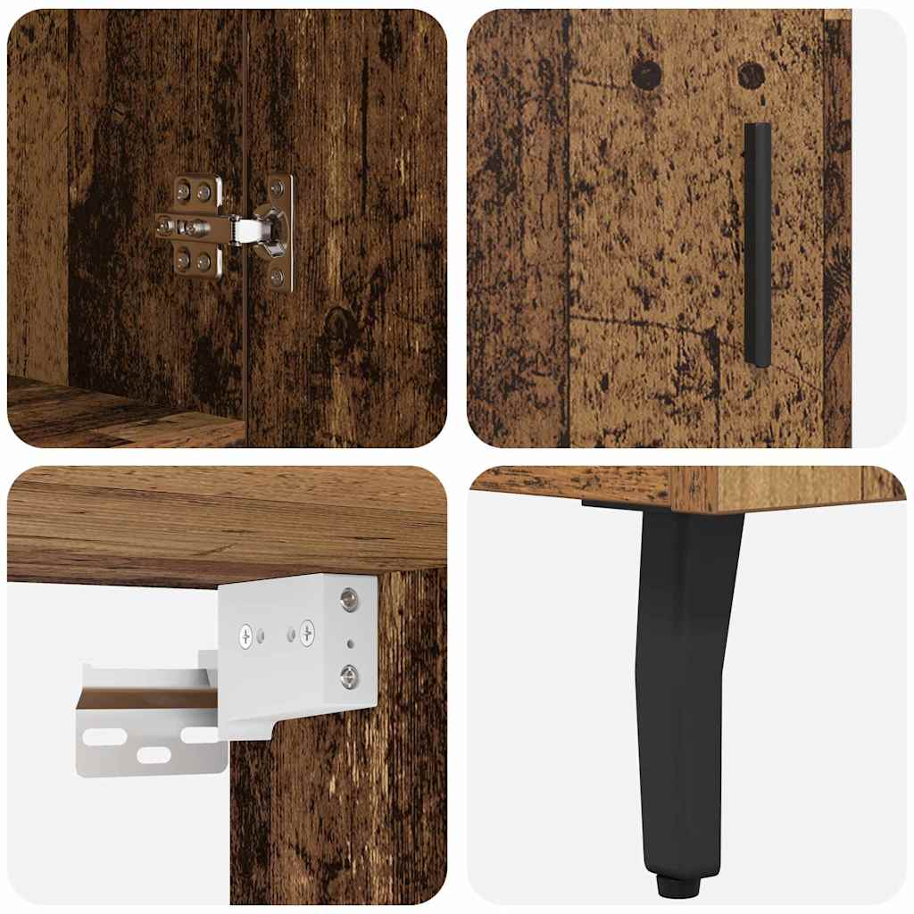 vidaXL Highboard Παλιό Ξύλο 69,5 x 34 x 180 εκ. Σύνθετο Ξύλο και Γυαλί