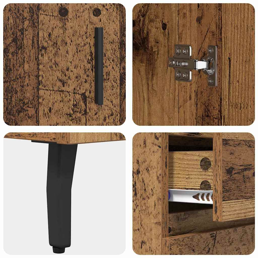 vidaXL Highboard Παλιό Ξύλο 69,5 x 34 x 180 εκ. Σύνθετο Ξύλο και Γυαλί