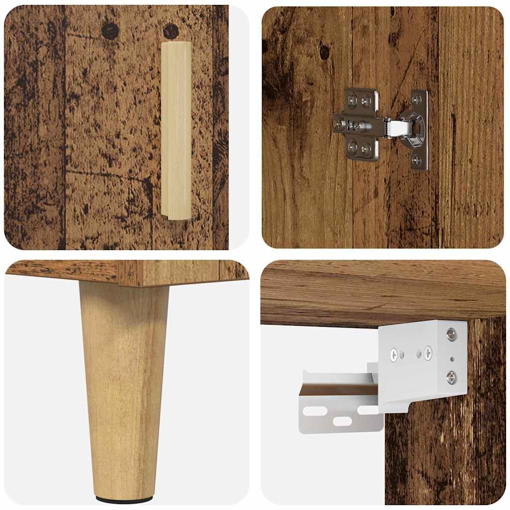 vidaXL Highboard Παλιό Ξύλο 69,5 x 34 x 180 εκ. Σύνθετο Ξύλο και Γυαλί