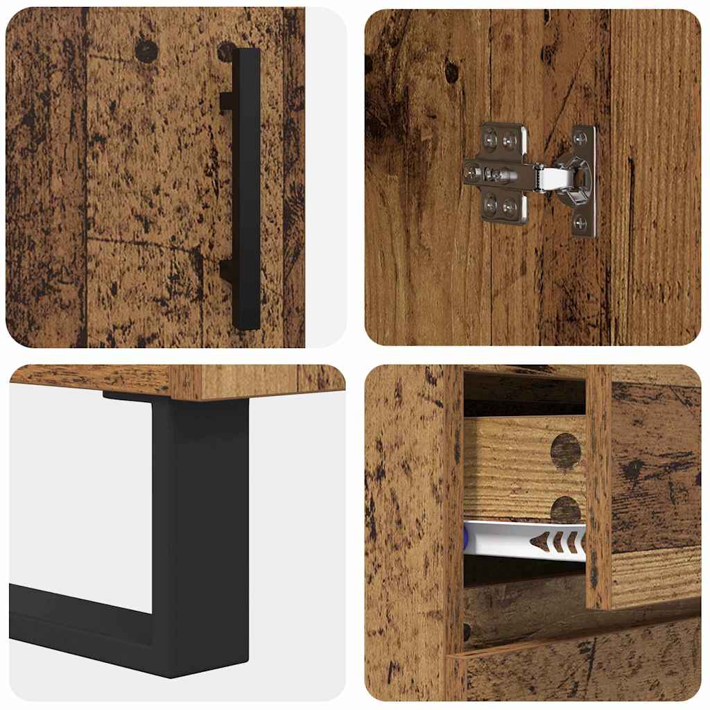 vidaXL Highboard με συρτάρι 2 pcs Παλιό Ξύλο 69,5 x 34 x 180 εκ.