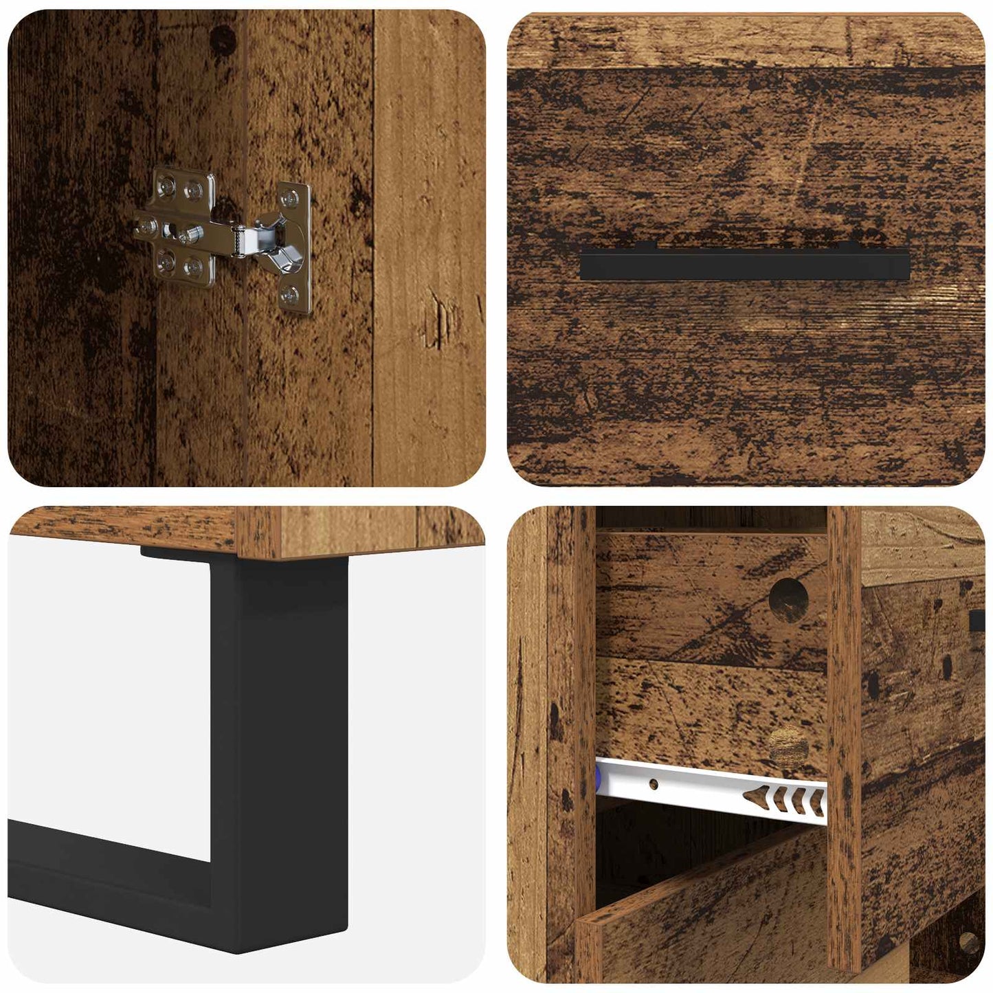 vidaXL Highboard 2 τμχ. Παλιό Ξύλο 69,5 x 34 x 180 εκ.