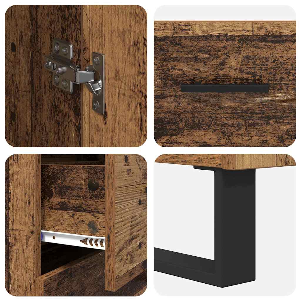 vidaXL Highboard με συρτάρι 2 pcs Παλιό Ξύλο Επεξεργασμένο ξύλο