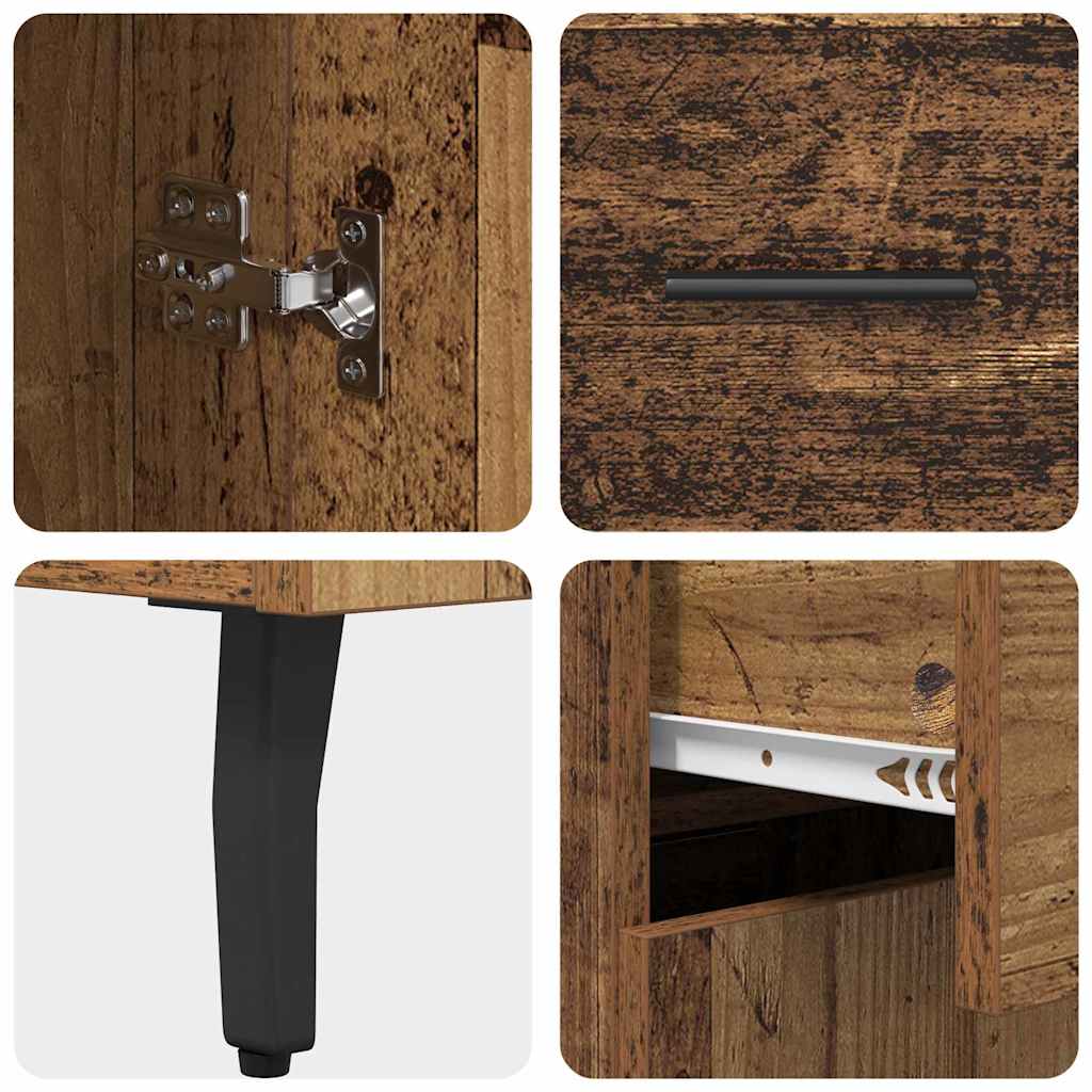 vidaXL Highboard με συρτάρι 2 pcs Παλιό Ξύλο Σύνθετο Ξύλο και Γυαλί