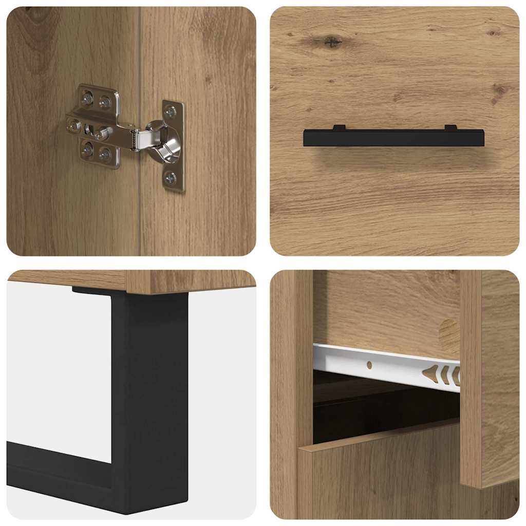 vidaXL Highboard με συρτάρι 2 pcs Artisan Oak Σύνθετο Ξύλο και Γυαλί