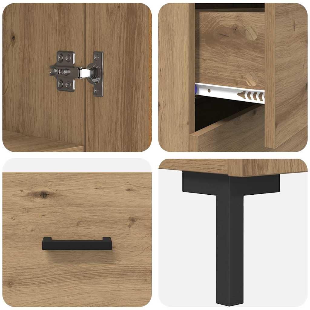 vidaXL Highboard με συρτάρι 2 pcs Artisan Oak Επεξεργασμένο ξύλο