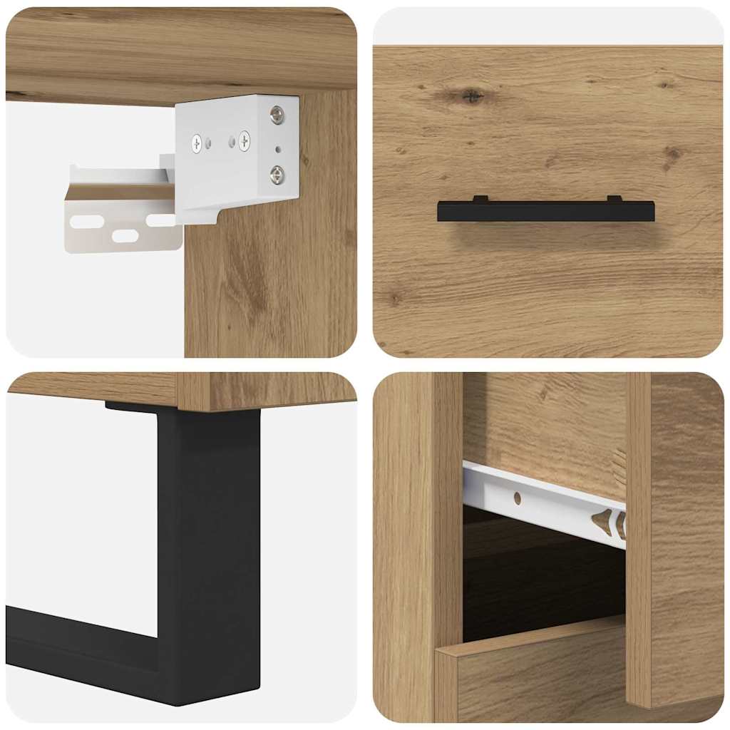 vidaXL Highboard με συρτάρι 2 pcs Artisan Oak Επεξεργασμένο ξύλο