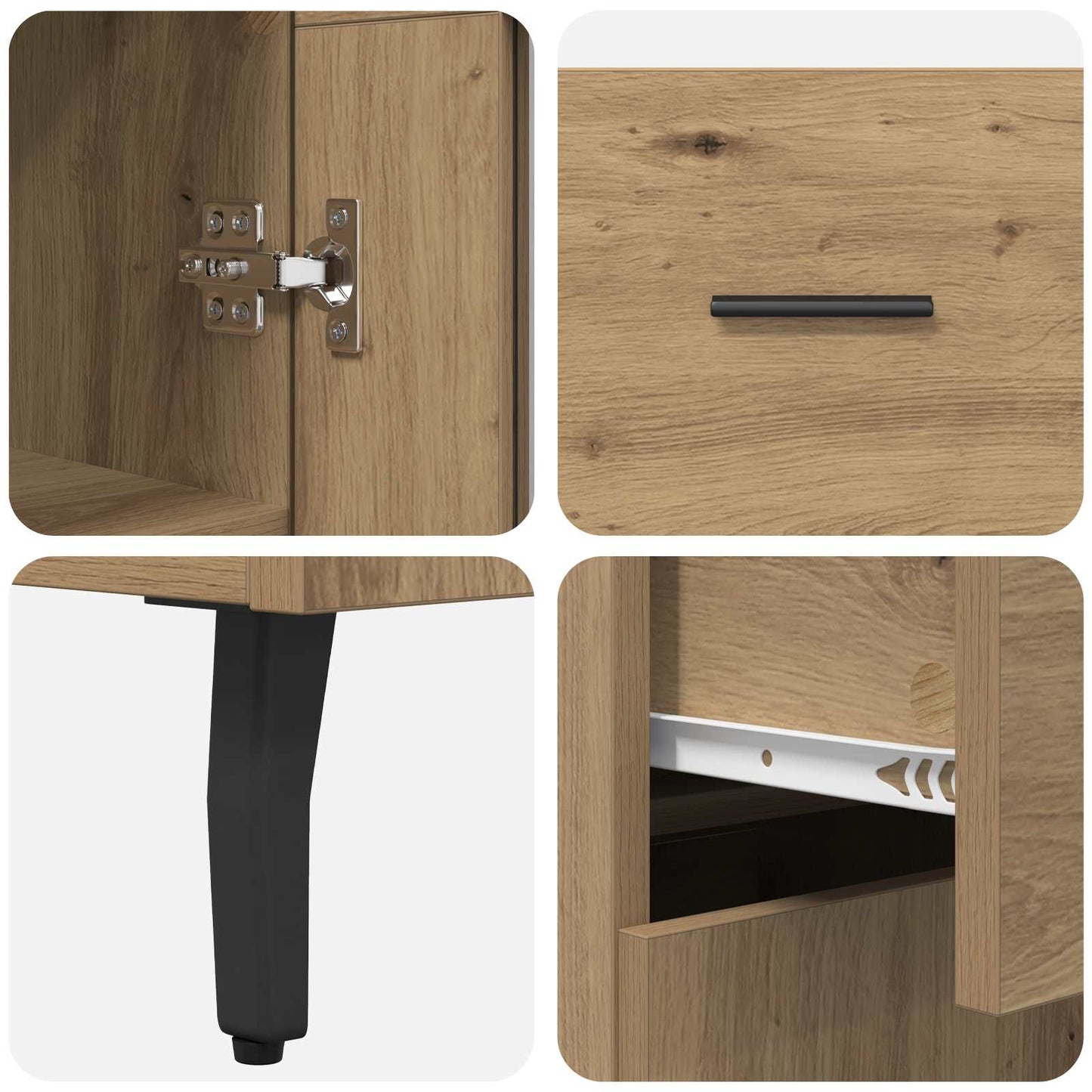 vidaXL Highboard με συρτάρι 2 pcs Artisan Oak Σύνθετο Ξύλο και Γυαλί