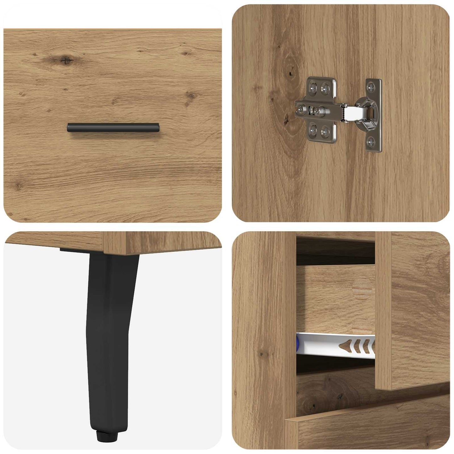 vidaXL Highboard με συρτάρι 2 pcs Artisan Oak Σύνθετο Ξύλο και Γυαλί