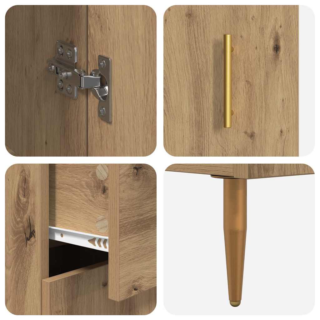 vidaXL Highboard με συρτάρι 2 pcs Artisan Oak Επεξεργασμένο ξύλο