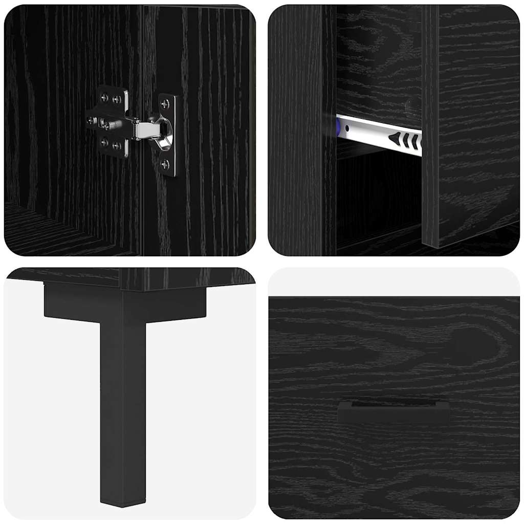 vidaXL Highboard Μαύρη Οξυά 34,5 x 34 x 180 εκ. Επεξεργασμένο ξύλο