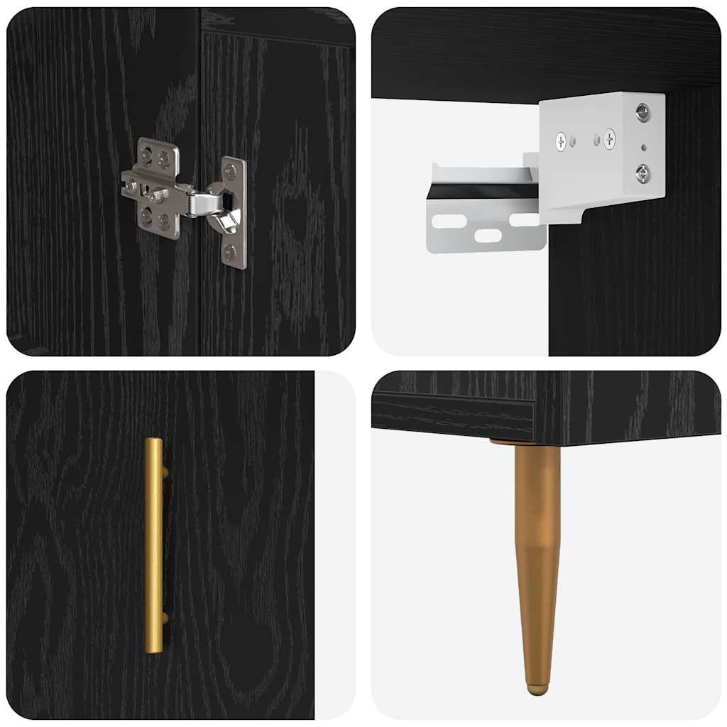 Highboard Μαύρη Οξυά 69,5 x 34 x 180 εκ. Επεξεργασμένο ξύλο