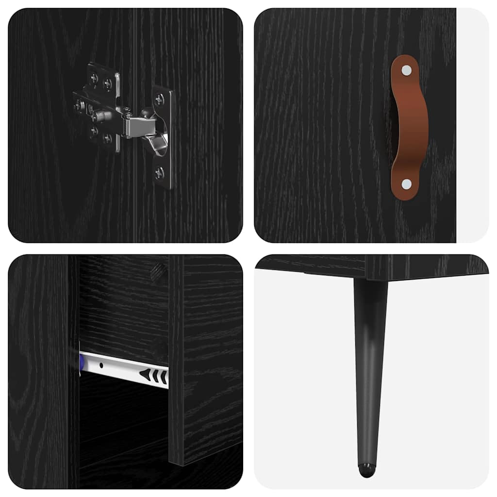 vidaXL Υψηλός Ντουλάπι με Ράφι 2 pcs Μαύρη Οξυά Επεξεργασμένο ξύλο