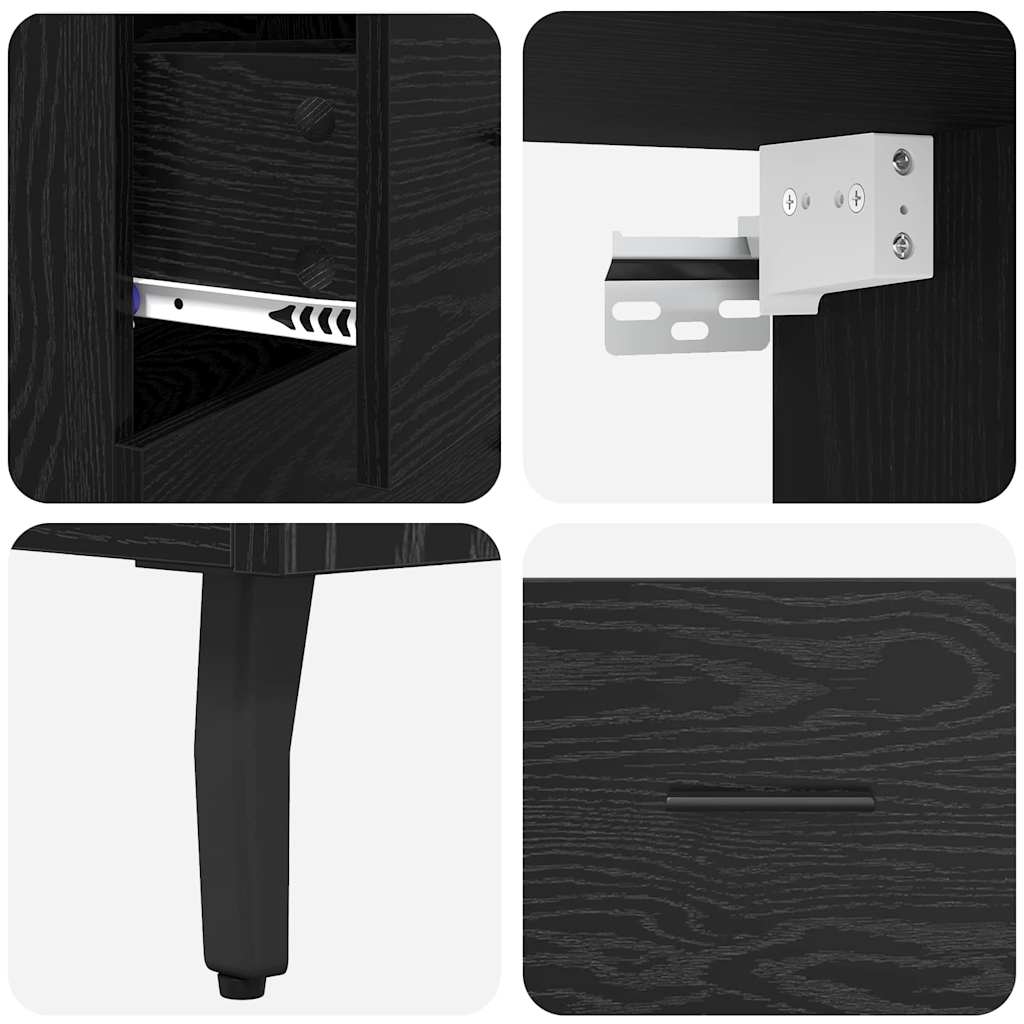 vidaXL Highboard Μαύρη Οξυά 69,5 x 34 x 180 εκ. Σύνθετο Ξύλο και Γυαλί