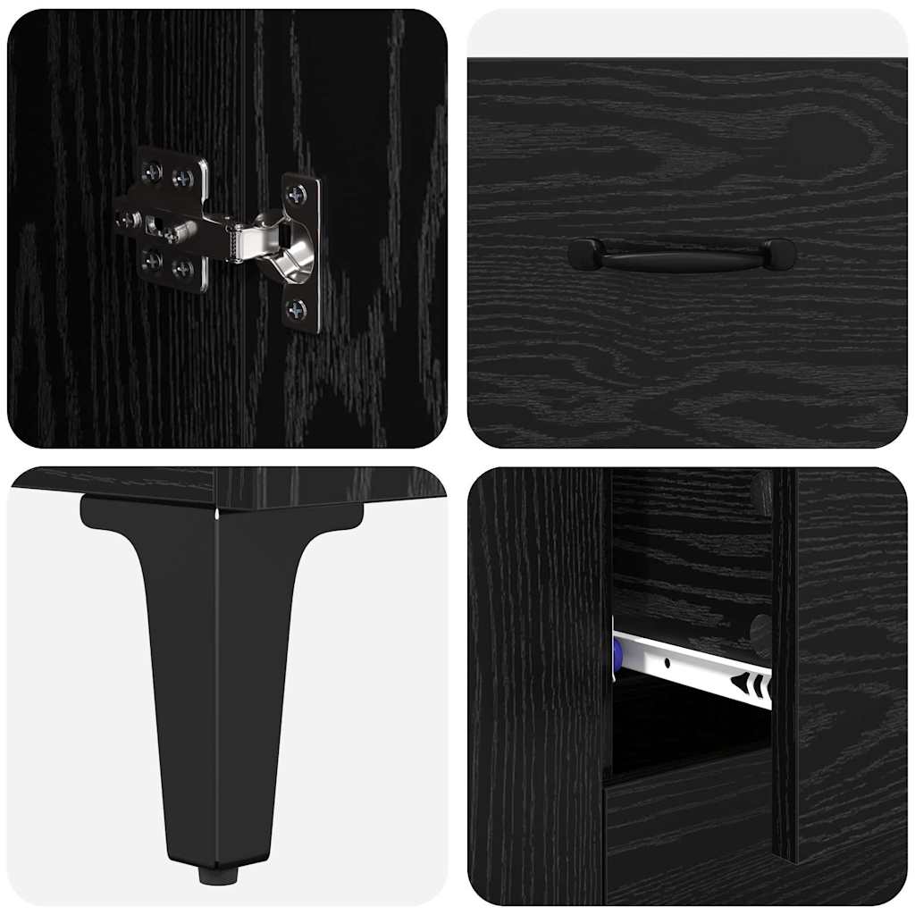 vidaXL Highboard Μαύρη Οξυά 69,5 x 34 x 180 εκ. Επεξεργασμένο ξύλο