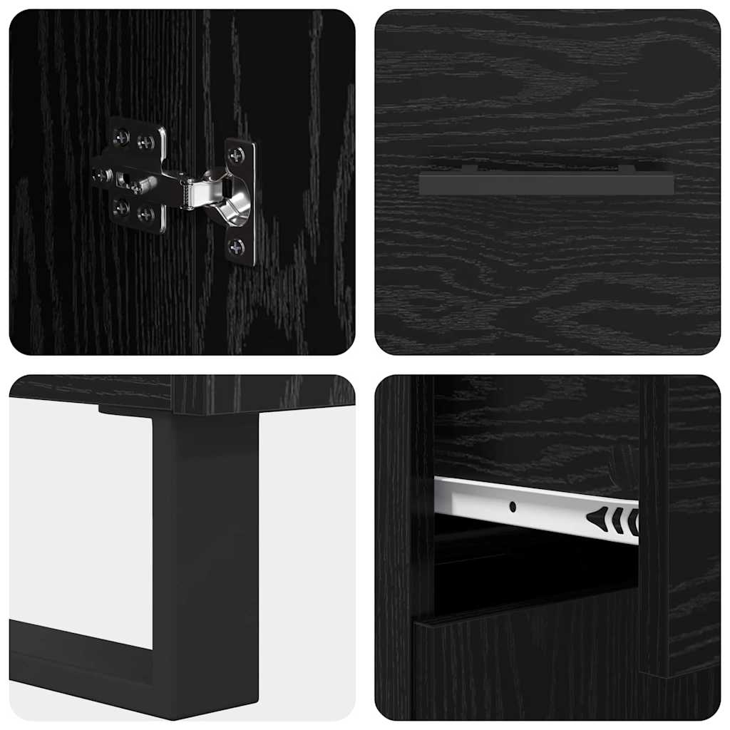 vidaXL Highboard 2 pcs Μαύρη Οξυά 69,5 x 34 x 180 εκ.