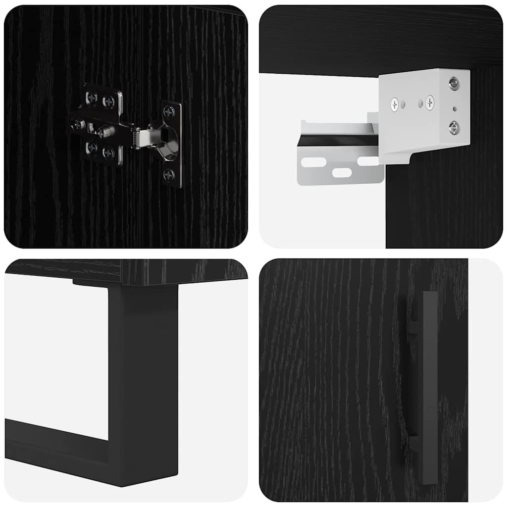 vidaXL Highboard 2 pcs Μαύρη Οξυά Σύνθετο Ξύλο και Γυαλί