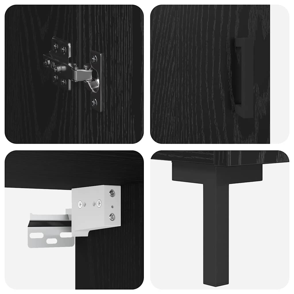 vidaXL Highboard Επιτοίχιο 2 pcs Μαύρη Οξυά 69,5 x 34 x 180 εκ.