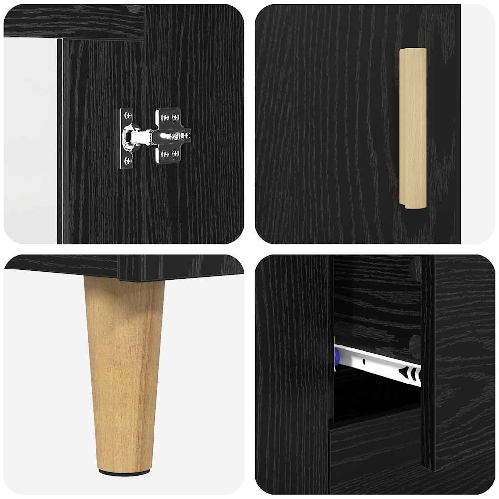 vidaXL Highboard Μαύρη Οξυά 69,5 x 34 x 180 εκ. Επεξεργασμένο ξύλο