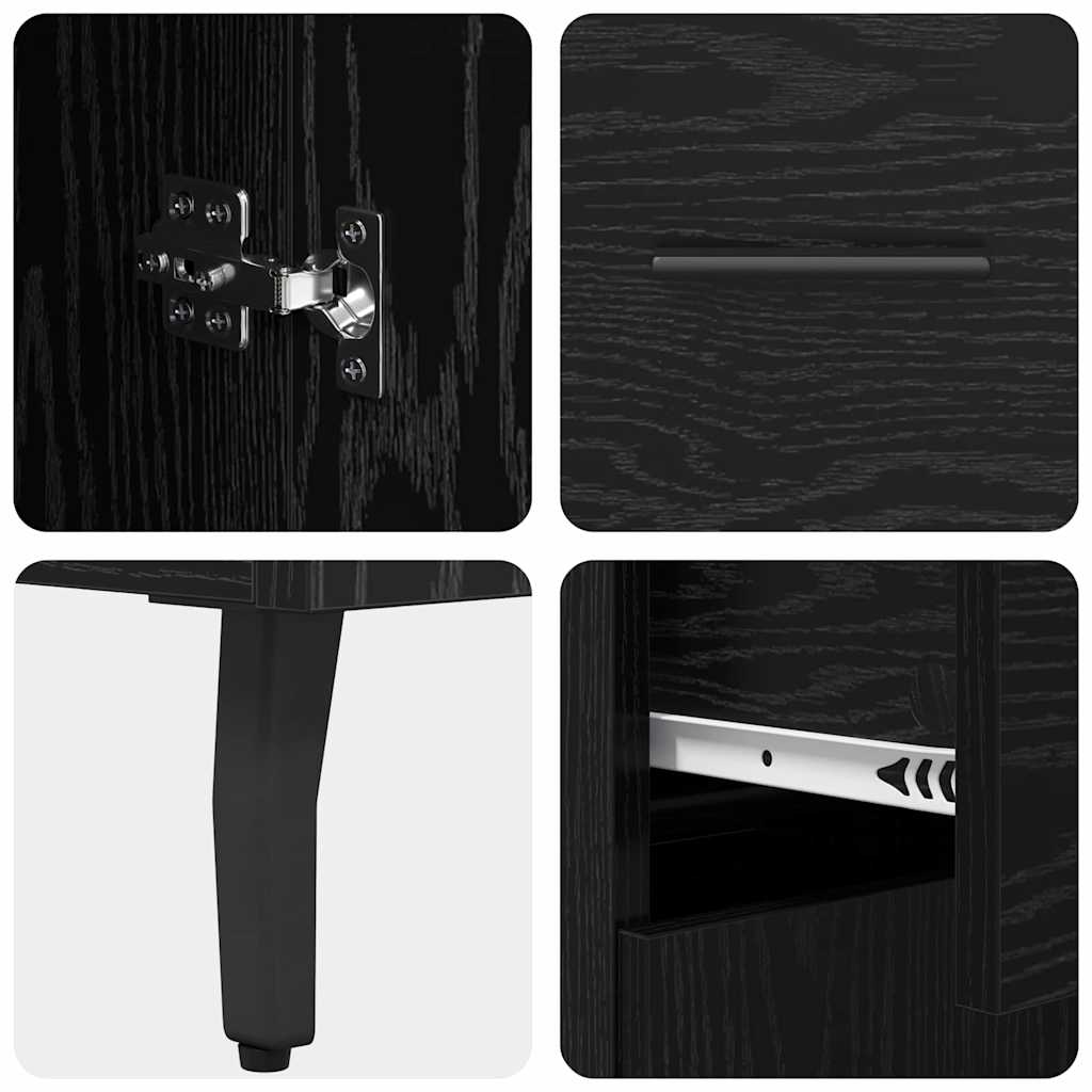 vidaXL Highboard Μαύρη Οξυά 69,5 x 34 x 180 εκ. Σύνθετο Ξύλο και Γυαλί
