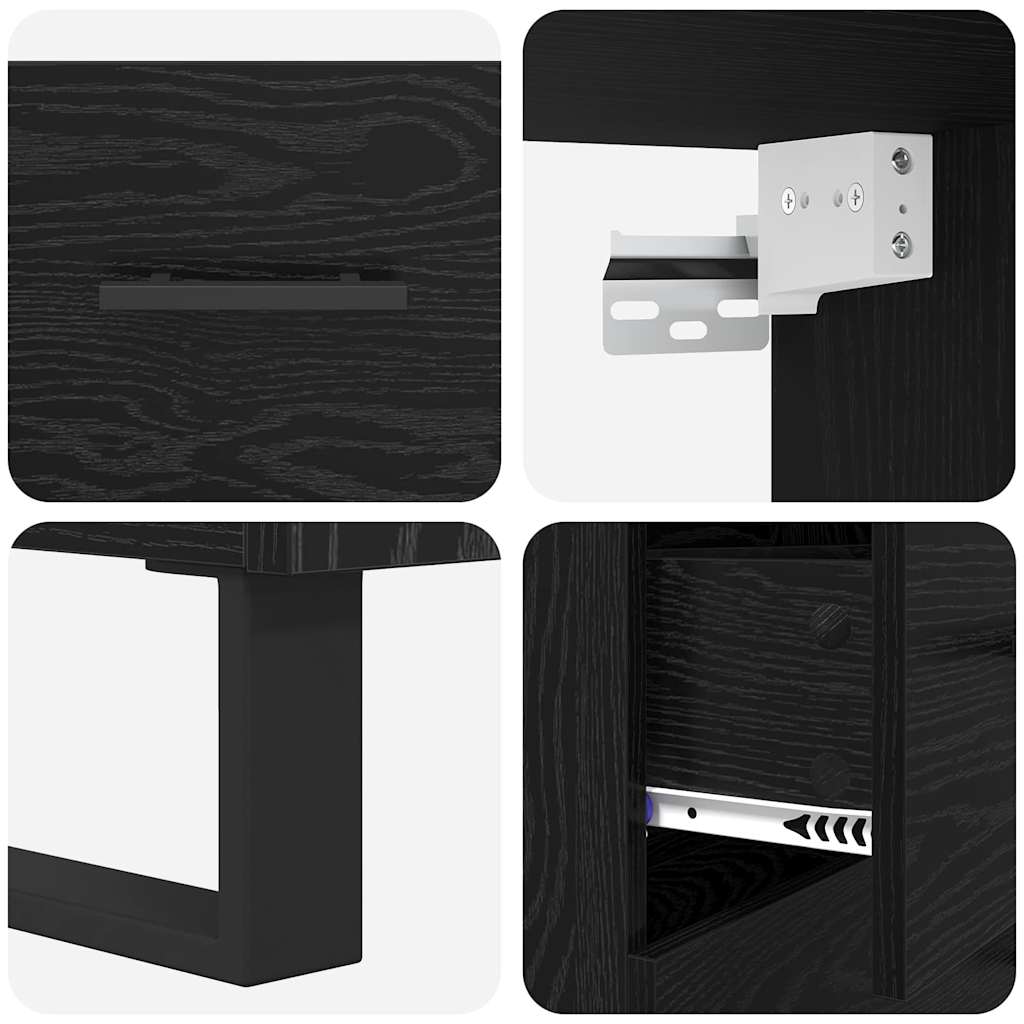 vidaXL Highboard με συρτάρι 2 pcs Μαύρη Οξυά Επεξεργασμένο ξύλο