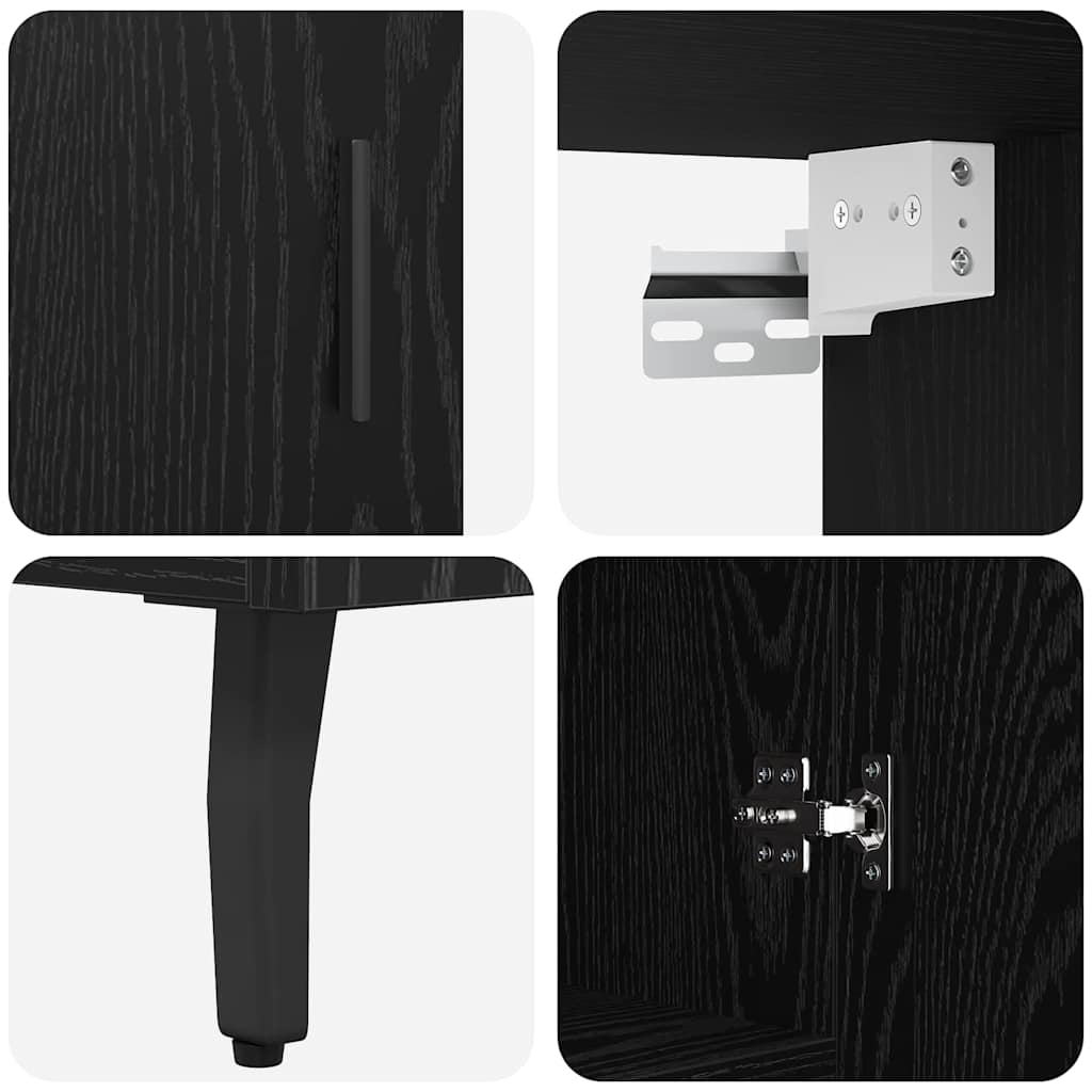 vidaXL Highboard Μαύρη Οξυά 69,5 x 34 x 180 εκ. Σύνθετο Ξύλο και Γυαλί