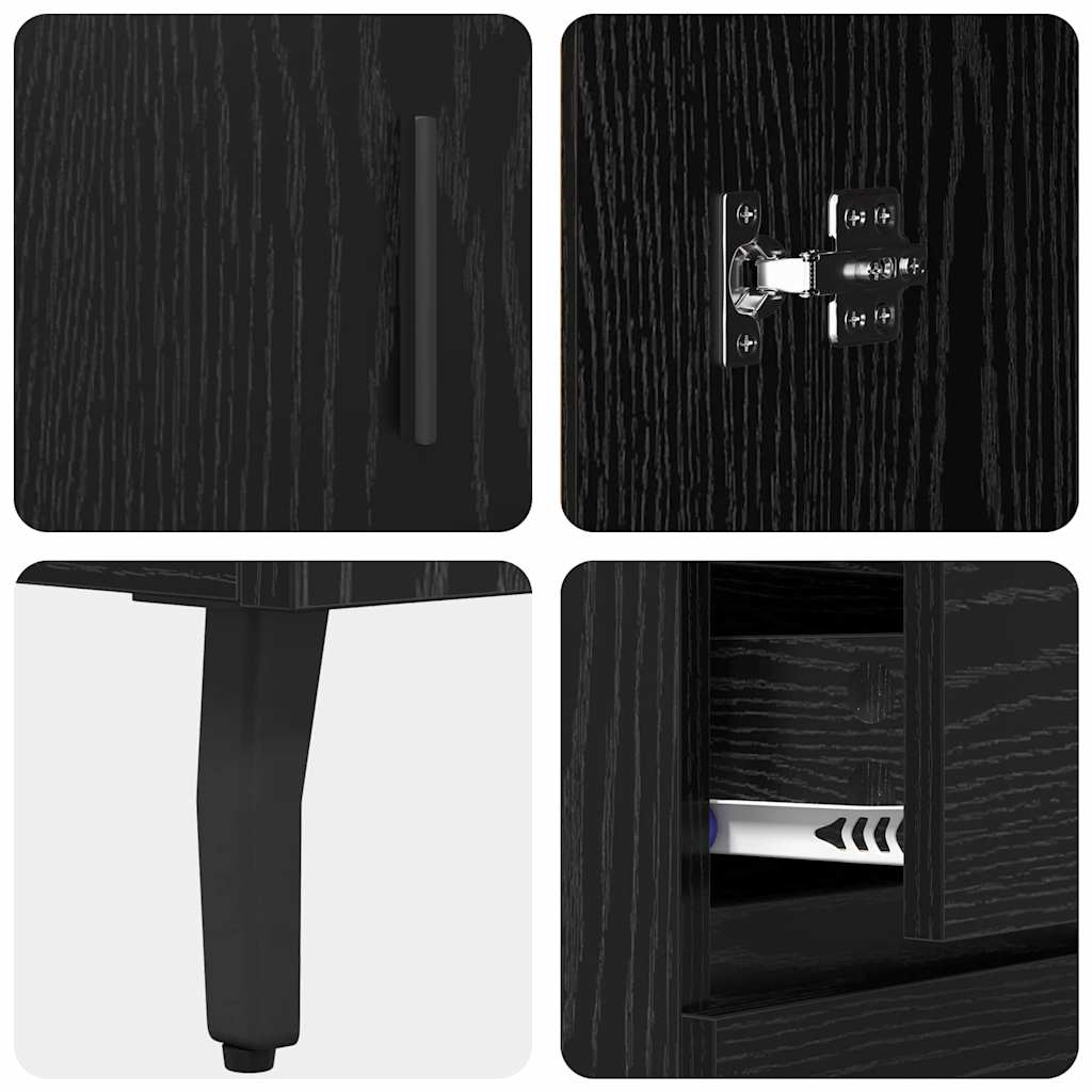 vidaXL Highboard Μαύρη Οξυά 69,5 x 34 x 180 εκ. Σύνθετο Ξύλο και Γυαλί