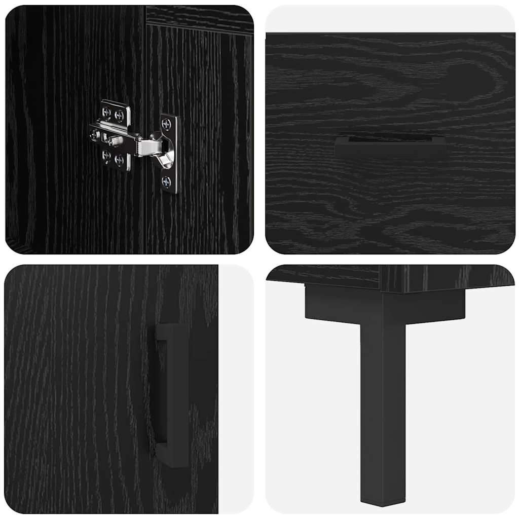 vidaXL Highboard Μαύρη Οξυά 34,5 x 34 x 180 εκ. Επεξεργασμένο ξύλο