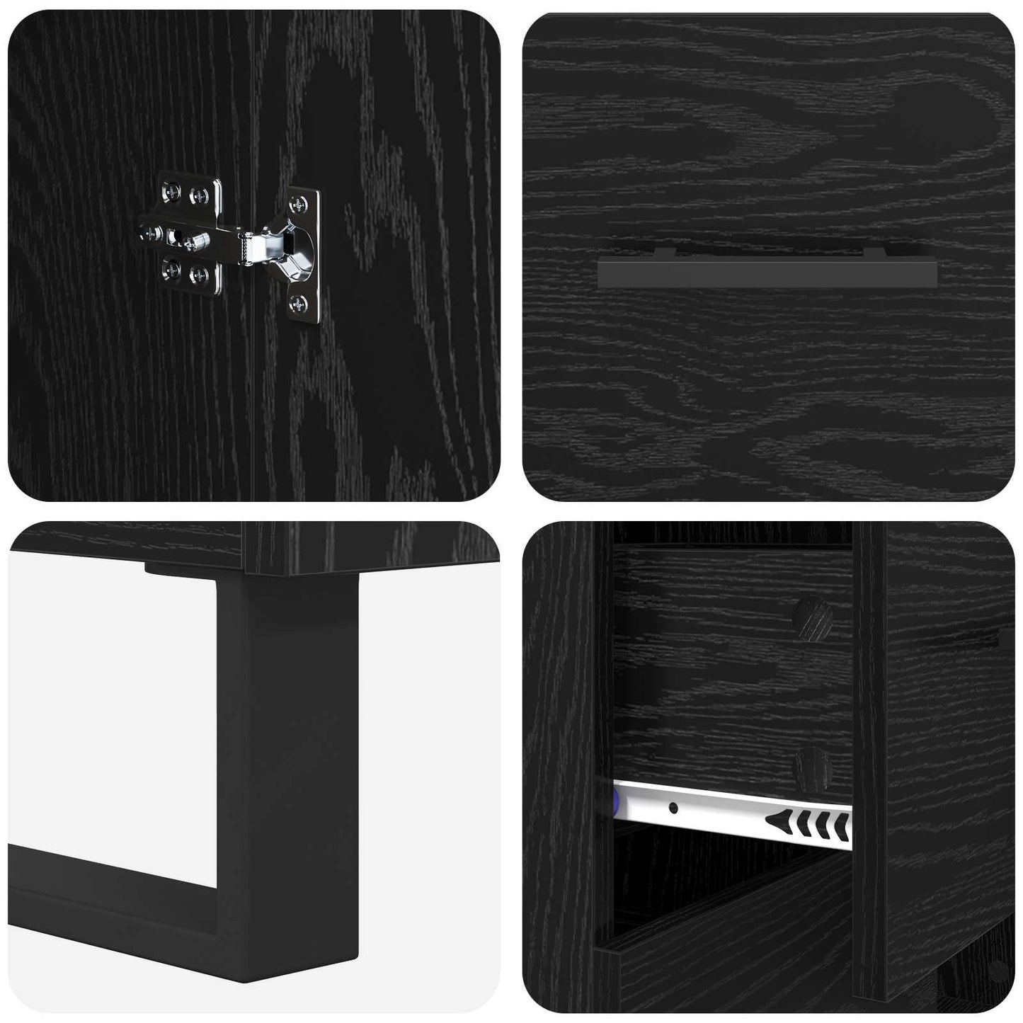 vidaXL Highboard με συρτάρι 2 pcs Μαύρη Οξυά Σύνθετο Ξύλο και Γυαλί