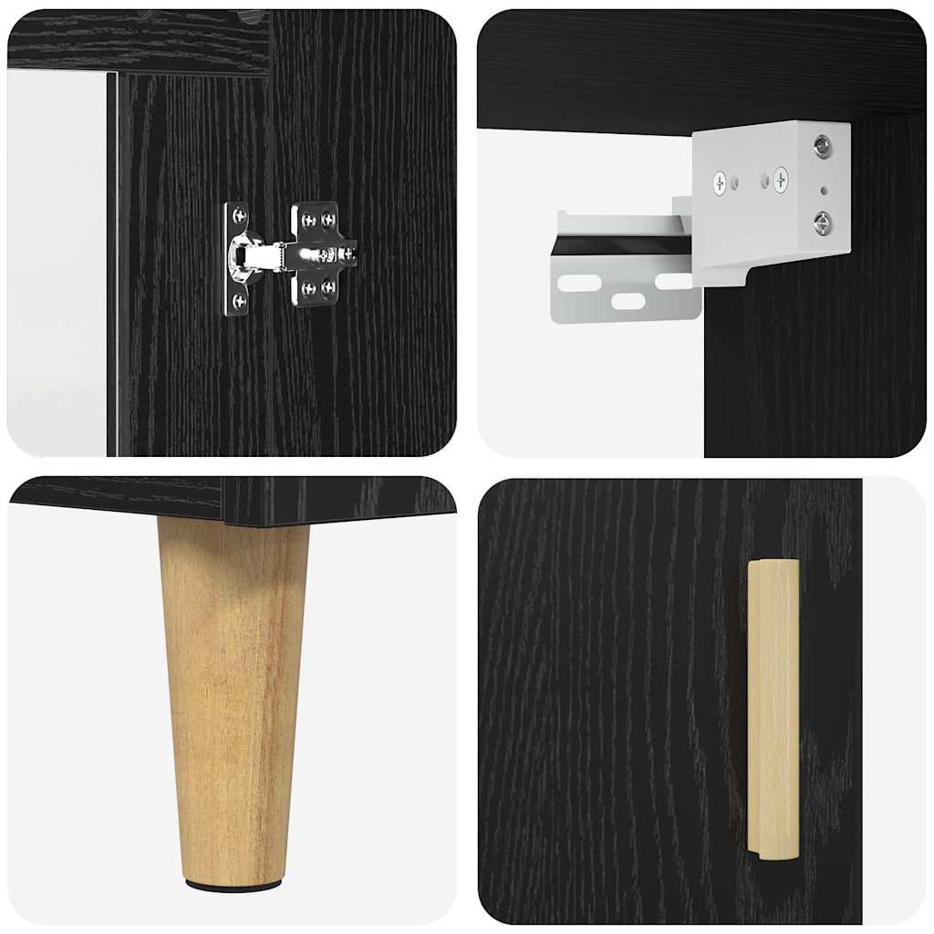 vidaXL Highboard Μαύρη Οξυά 69,5 x 34 x 180 εκ. Σύνθετο Ξύλο και Γυαλί