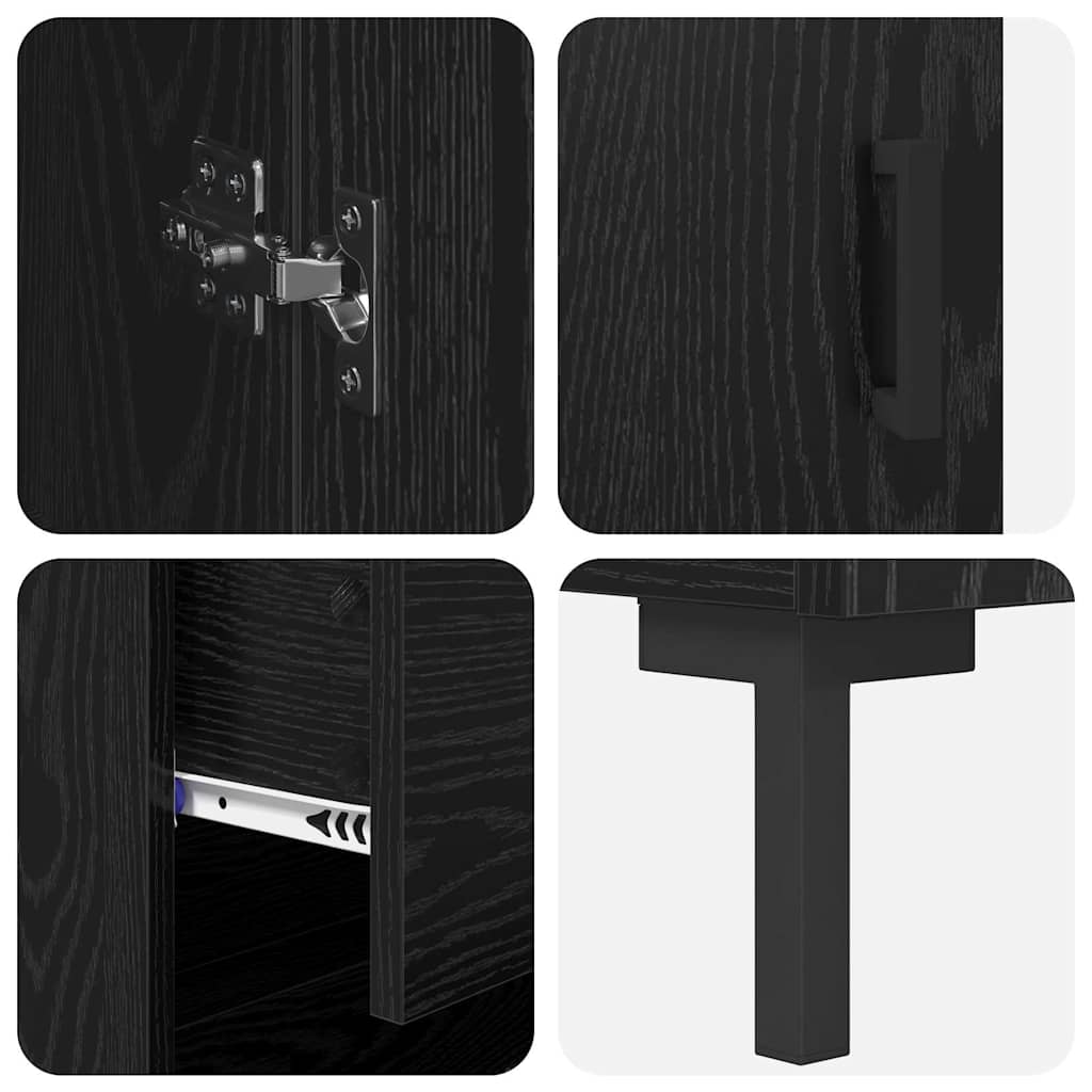 vidaXL Highboard Επιτοίχιο 2 pcs Μαύρη Οξυά 69,5 x 34 x 180 εκ.