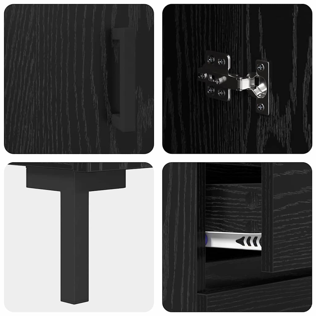 vidaXL Highboard με συρτάρι 2 pcs Μαύρη Οξυά Επεξεργασμένο ξύλο
