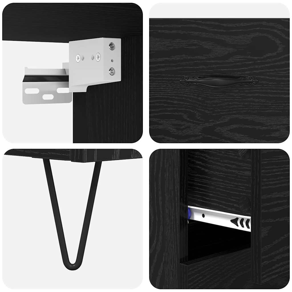 vidaXL Highboard με συρτάρι 2 pcs Μαύρη Οξυά Επεξεργασμένο ξύλο