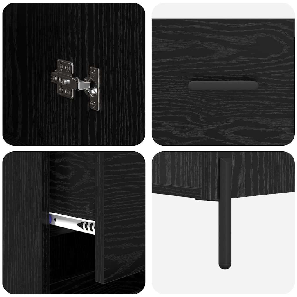 vidaXL Highboard Μαύρη Οξυά 34,5 x 34 x 180 εκ. Επεξεργασμένο ξύλο