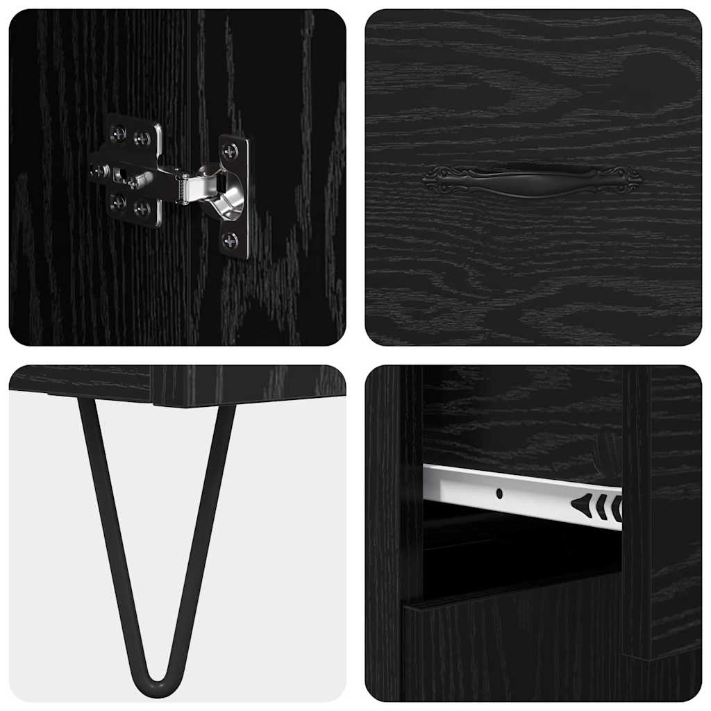 vidaXL Highboard Μαύρη Οξυά 69,5 x 34 x 180 εκ. Επεξεργασμένο ξύλο