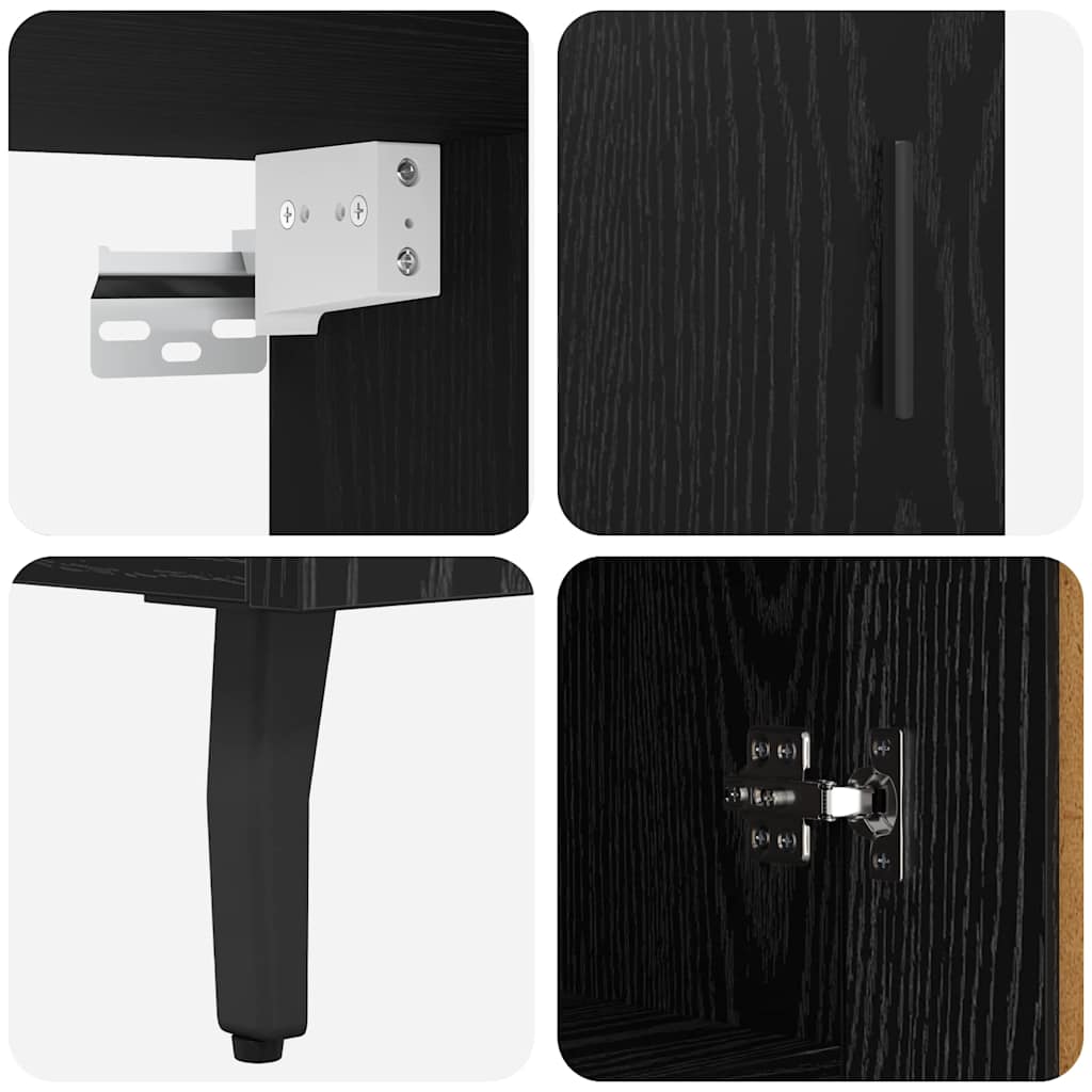 vidaXL Highboard 2 pcs Μαύρη Οξυά Επεξεργασμένο ξύλο